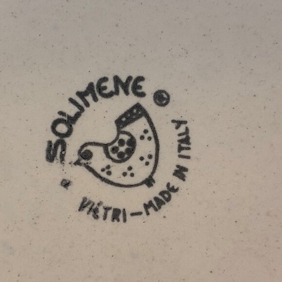 Vietri Solimene Hand Painted Lemon Blue & Yellow Serving Platter Italy 13" - Picture 5 of 5